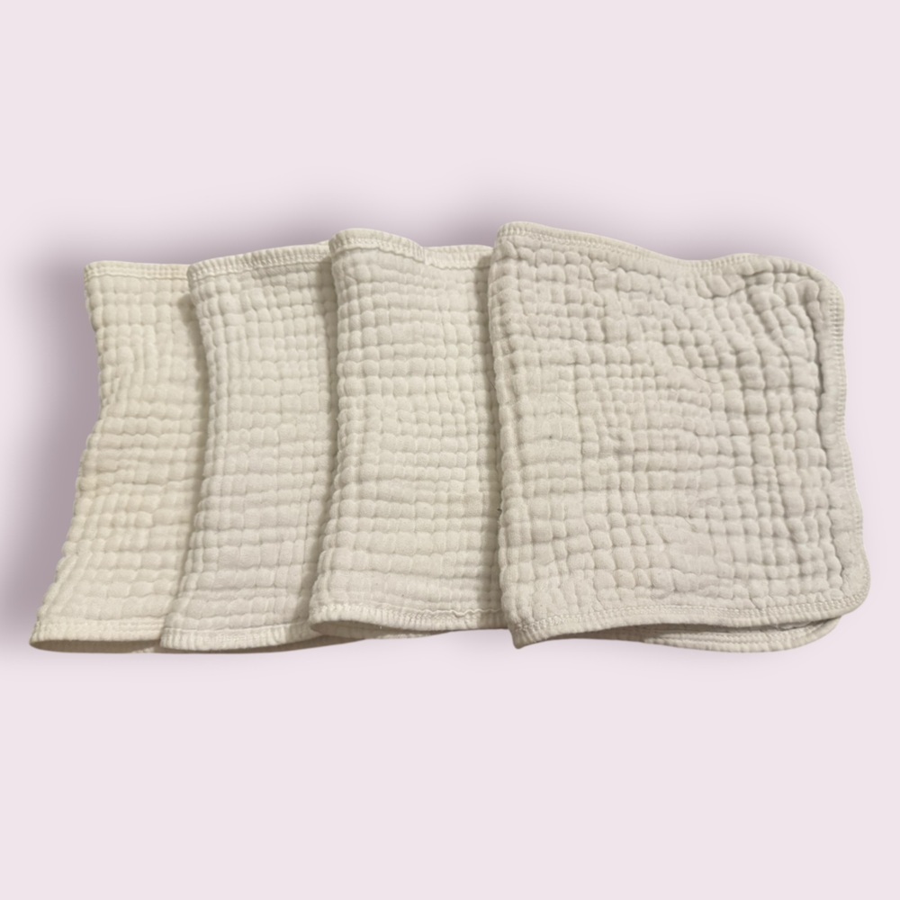 Baby Burp Cloth Set 4 Pack Neutral Cotton Absorbent 15x8.5